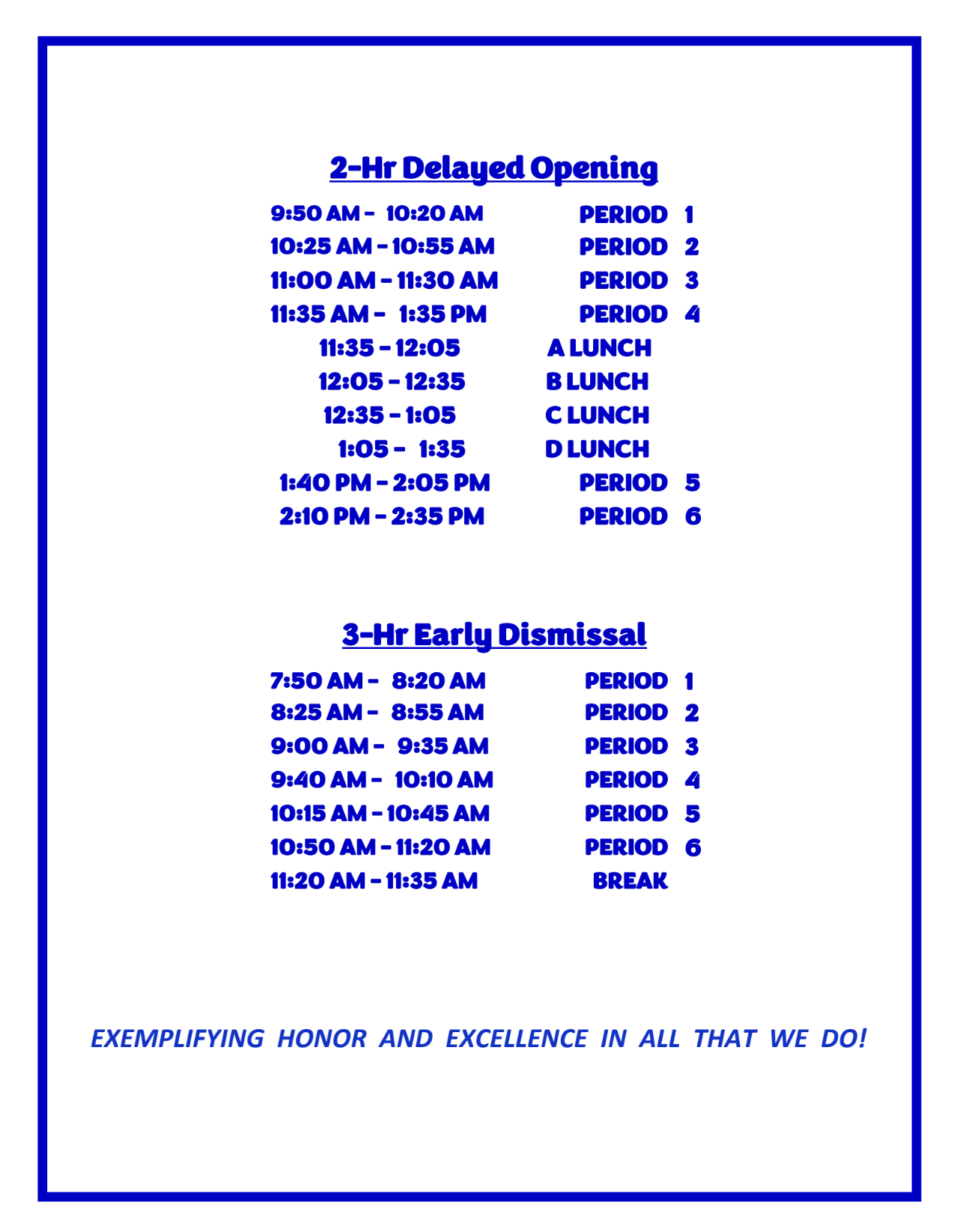 Bell Schedule part 2