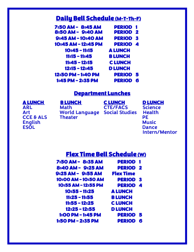 Bell Schedule Part 1