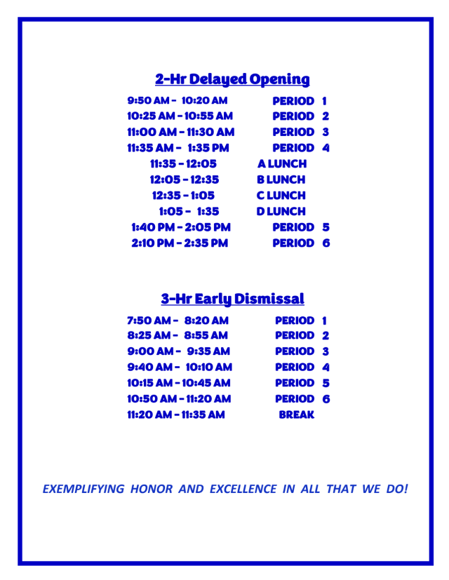 Bell Schedule Part 2