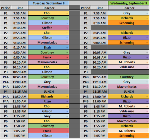 Updated Picture Day Schedule